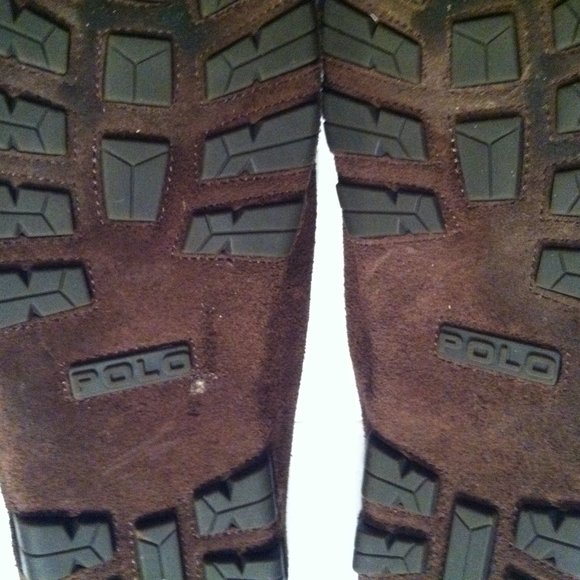 POLO RALPH LAUREN MENS PRE-OWNED BROWN LEATHER SUEDE SLIP-ON LOAFERS SIZE: 13D main image 15